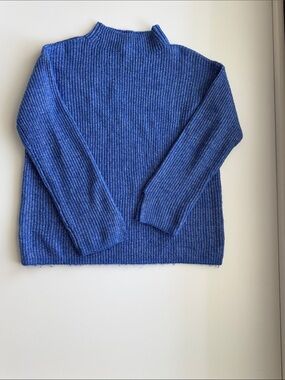 LOFT Blue Ribbed Turtleneck Sweater